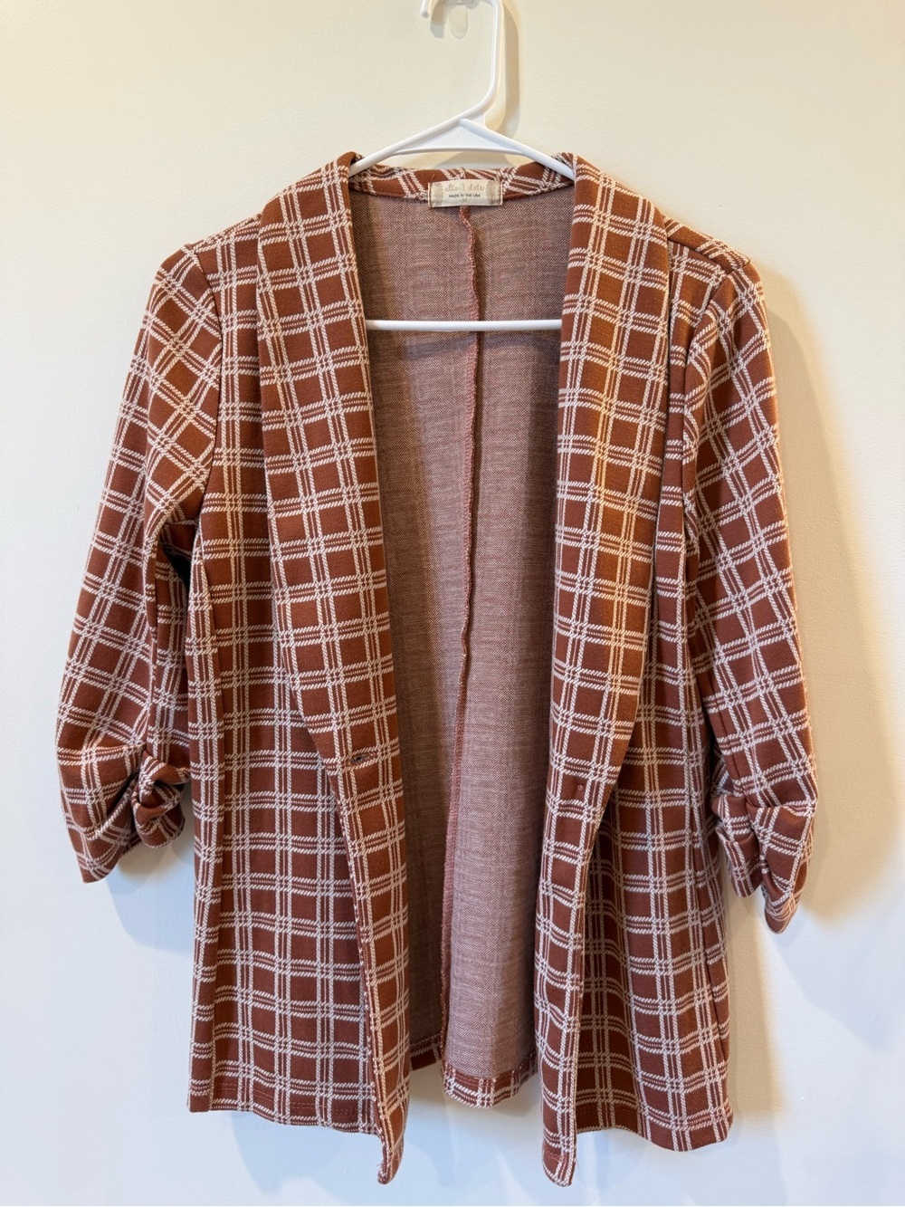 Altar'd State Rust Plaid Open Blazer Jacket